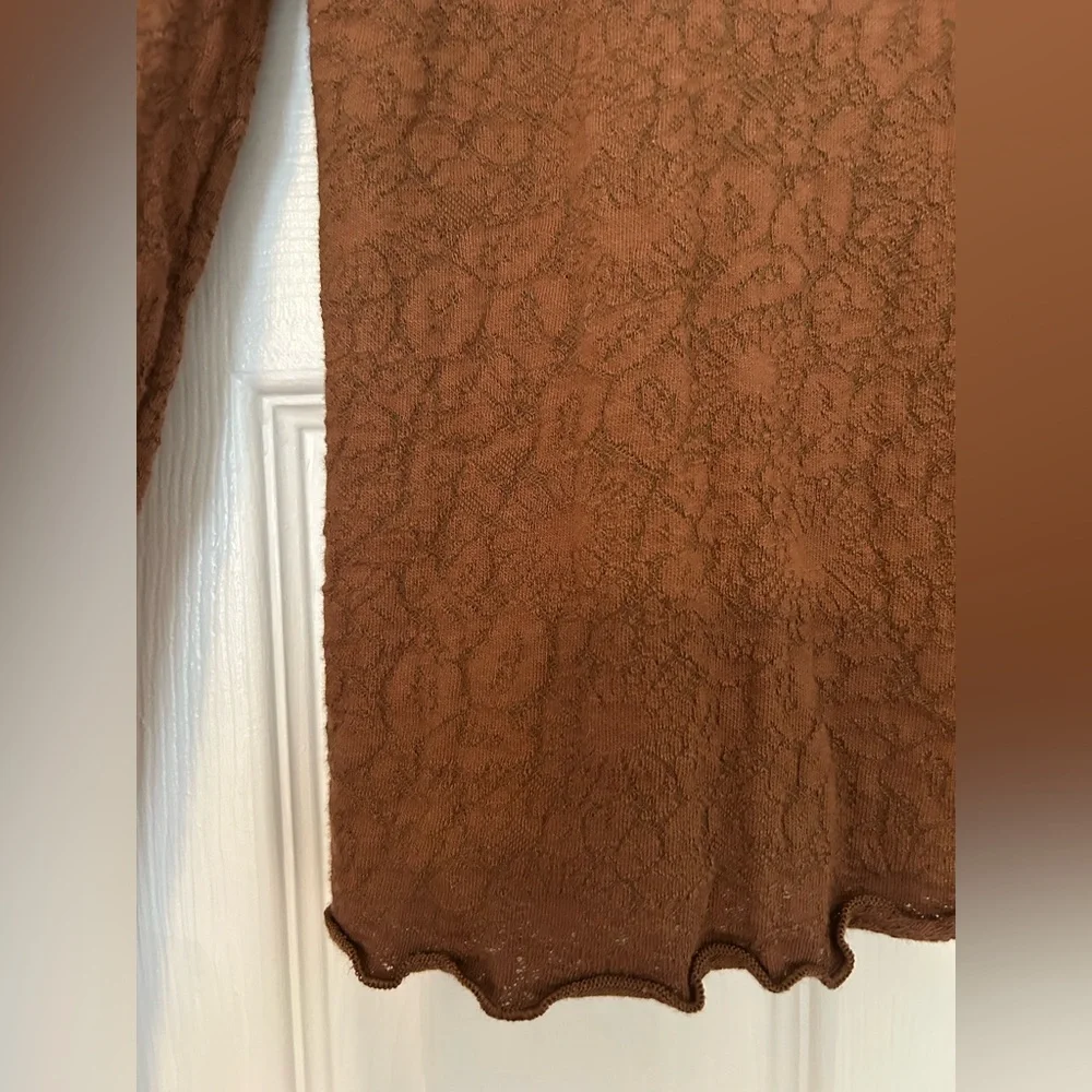 Rag & Bone | Gemma Jacquard Long Sleeve Brown Top - Picture 7 of 7